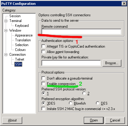 putty ssh end session command